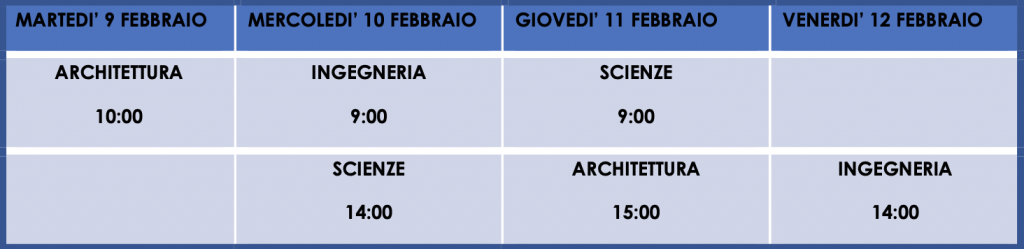Calendario Scuolapsb. Per info: http://www.scuolapsb.unina.it/index.php/orientamento
